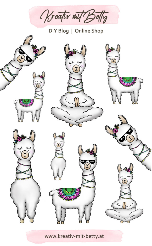 Lama Alpaka Stickerbogen - Kreativ mit Betty